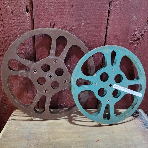 Pair Of Vintage Metal Film Reels 12 1/4" & 10 1/2" - Picture 4 of 6